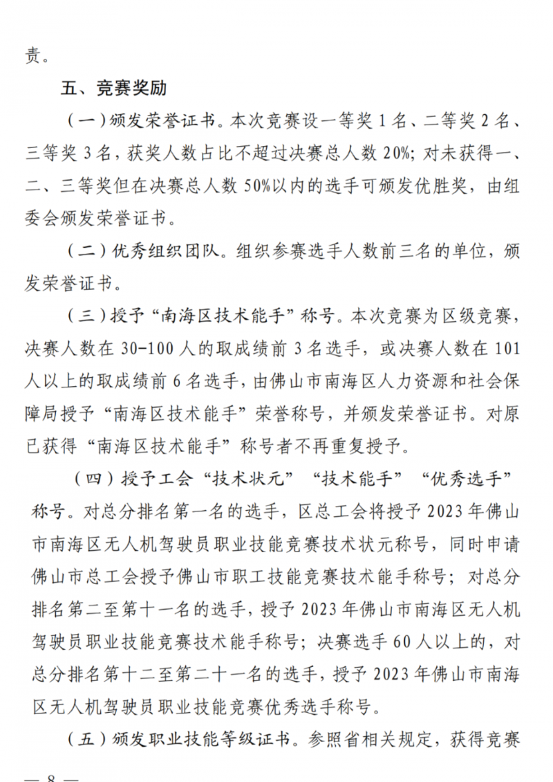 无人机驾驶员竞赛奖励